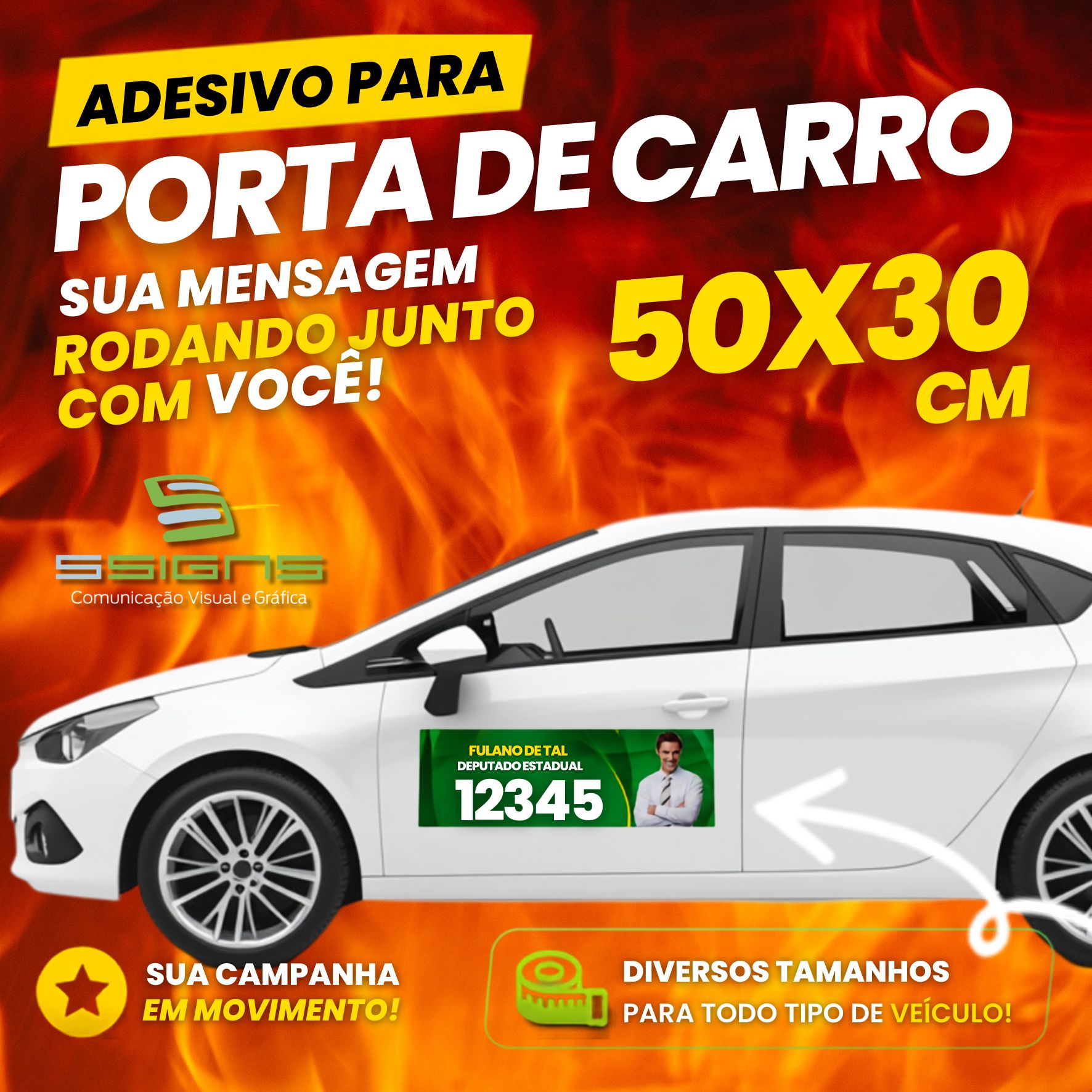 ADESIVO PARA PORTA DE CARRO 50X30CM