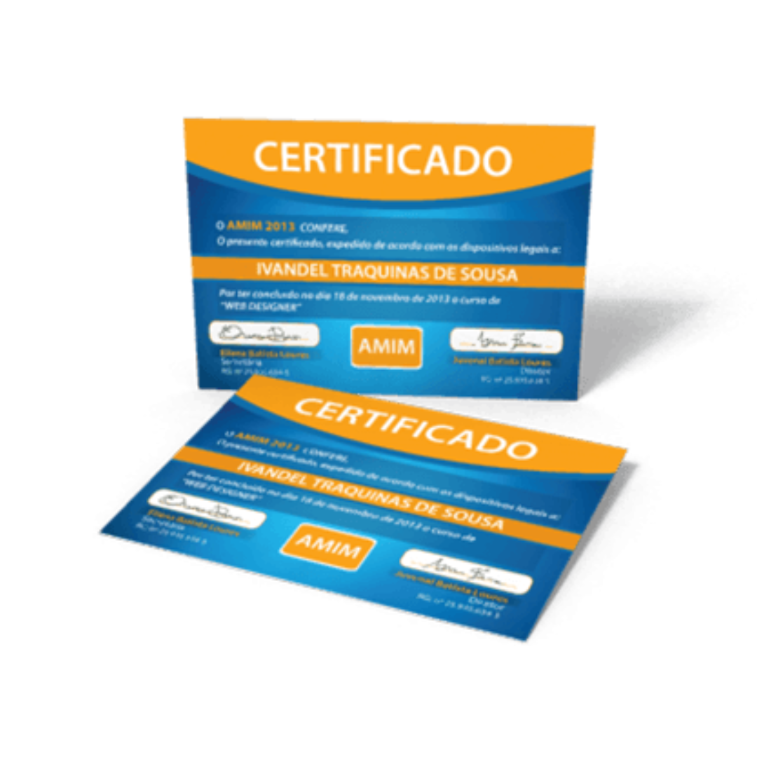 Certificado A5 Couchê 300g Frente e Verso Coloridos UV Total Frente