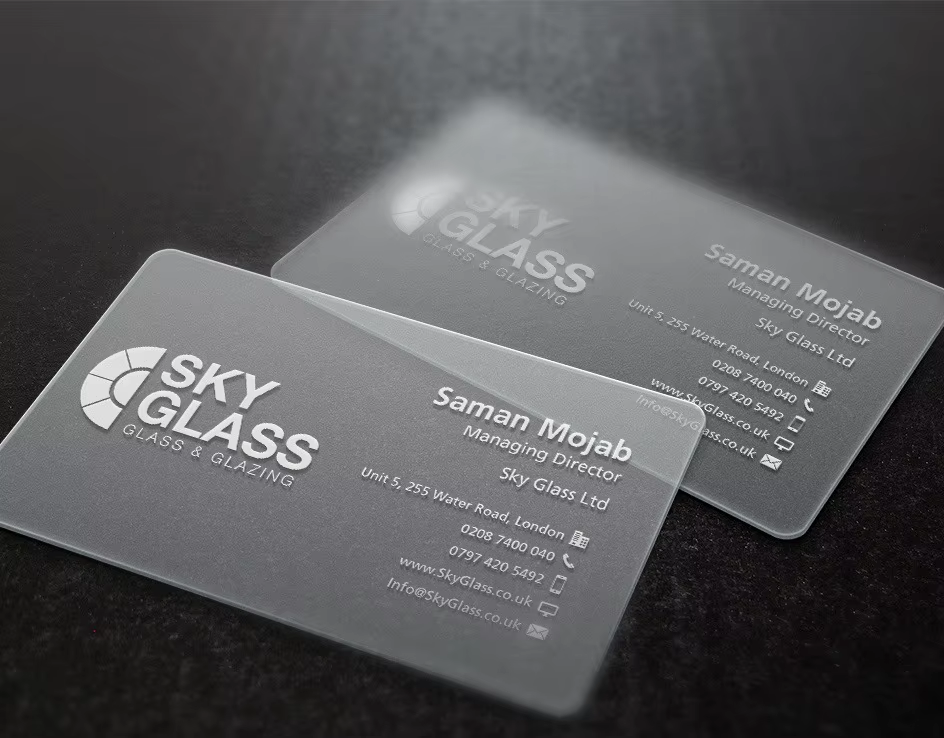 Cartão de Visita em PVC 0,3mm - Transparente + Branco