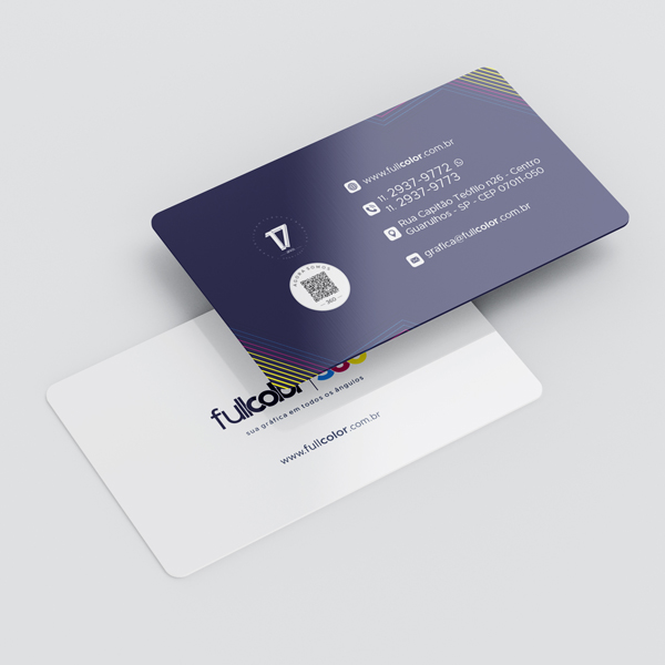 Cartão de Visita em PVC 0,5mm - Fosco com Frente Colorida