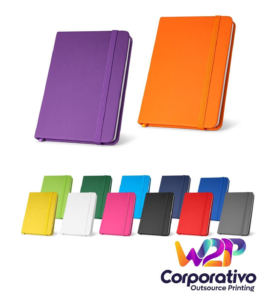 Caderno de bolso de capa dura em c. sintético com 160 páginas lisas