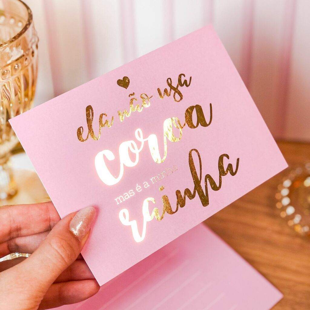 Cartão Postal 9x15cm Couchê 300g Laminação Fosca + UV Localizado + Hot Stamping (4x0)