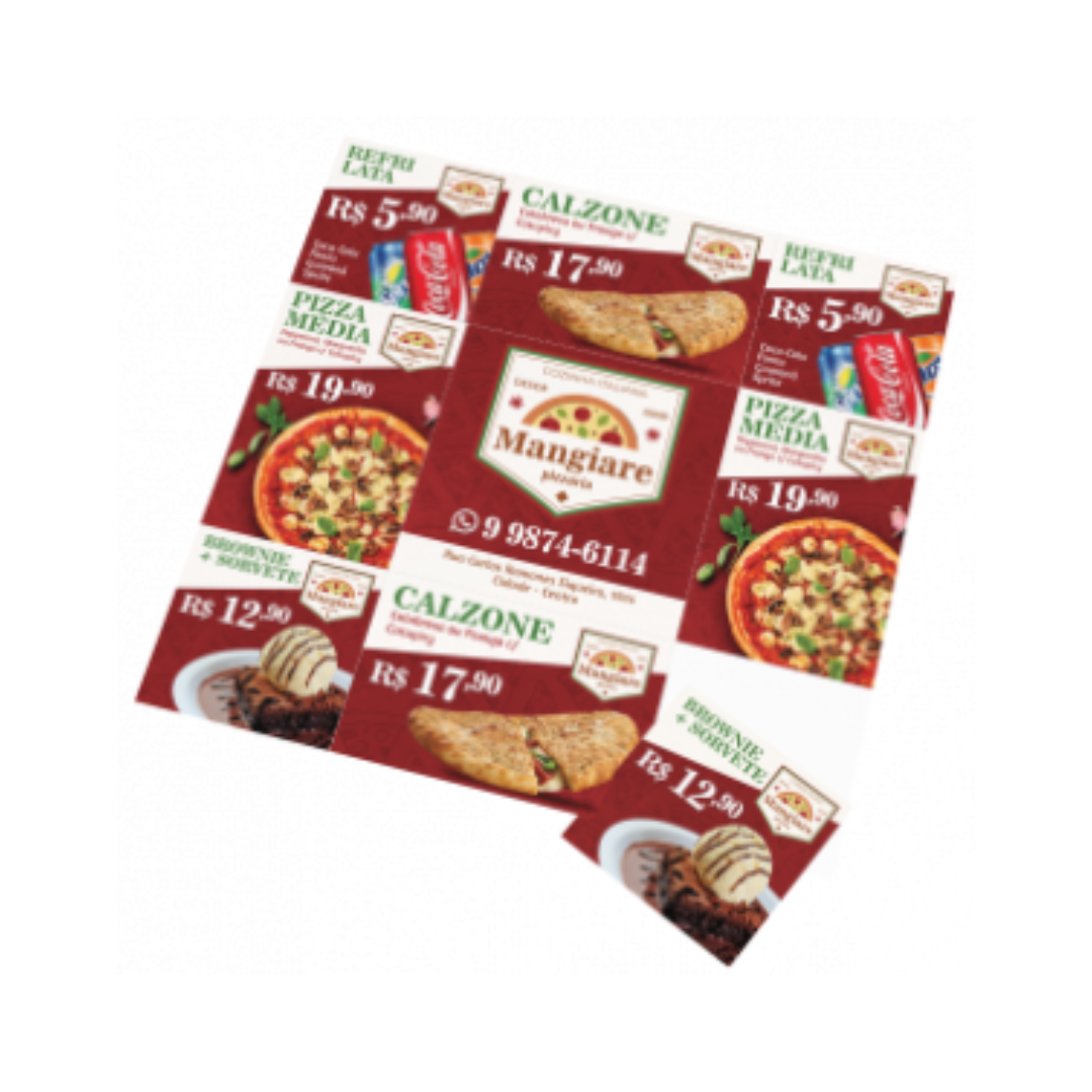 Folha Cupom de Desconto com 9 Cupons Couchê Fosco 170g Frente Colorida