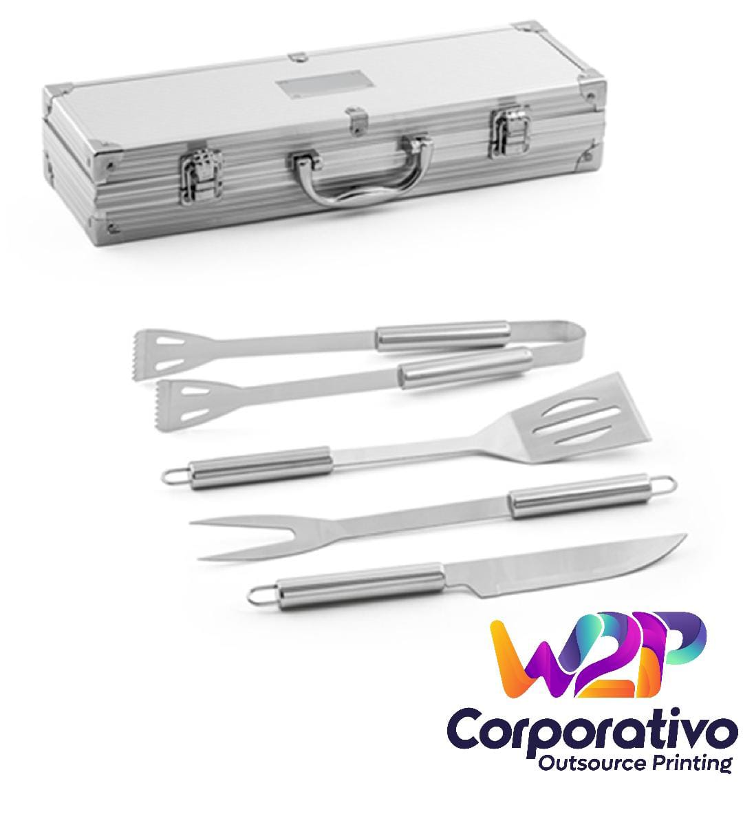 94141 - Kit churrasco em estojo de alumínio