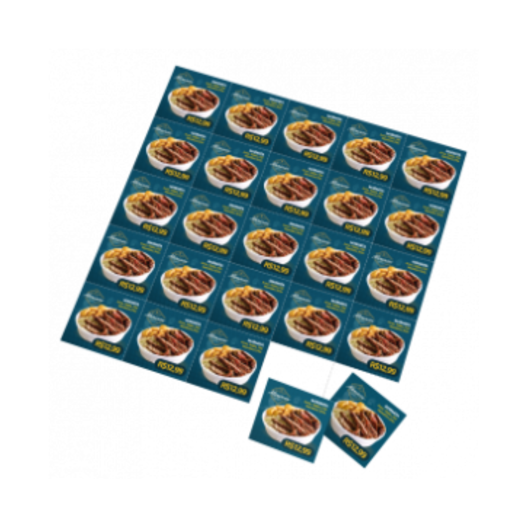 Folha Cupom de Desconto com 25 Cupons Couchê 120g Frente e Verso Coloridos