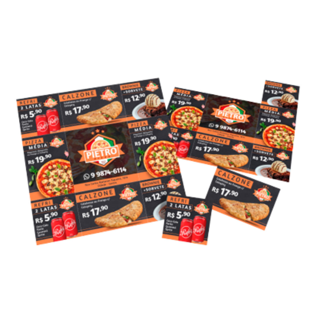 Folha Cupom de Desconto com 9 Cupons Couchê 120g Frente e Verso Coloridos