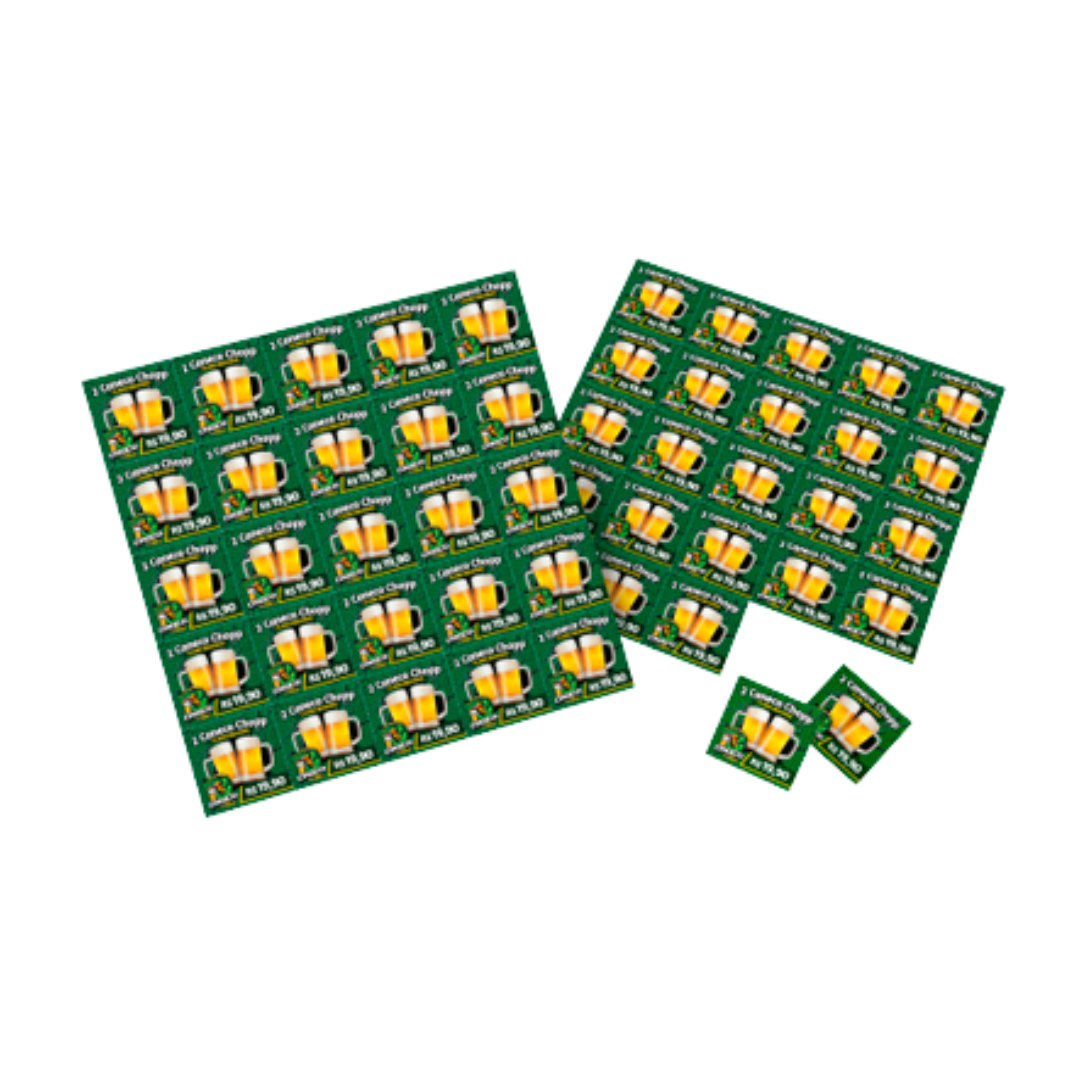 Folha Cupom de Desconto com 25 Cupons Couchê 90g Frente e Verso Coloridos