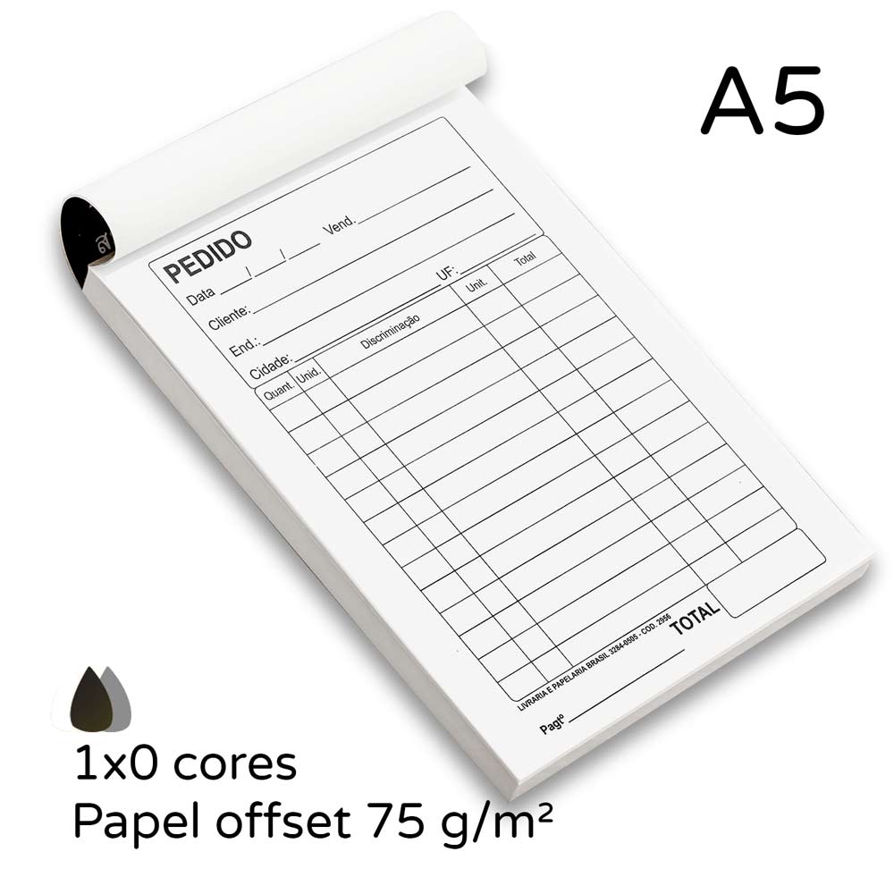 Talão personalizado 14,8x21 cm 100 vias