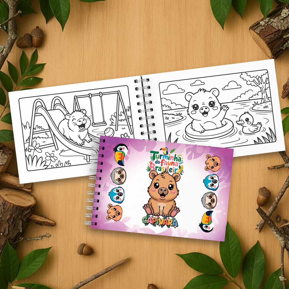 Livro de Colorir Infantil Turminha da Fauna Brasileira – Capivara