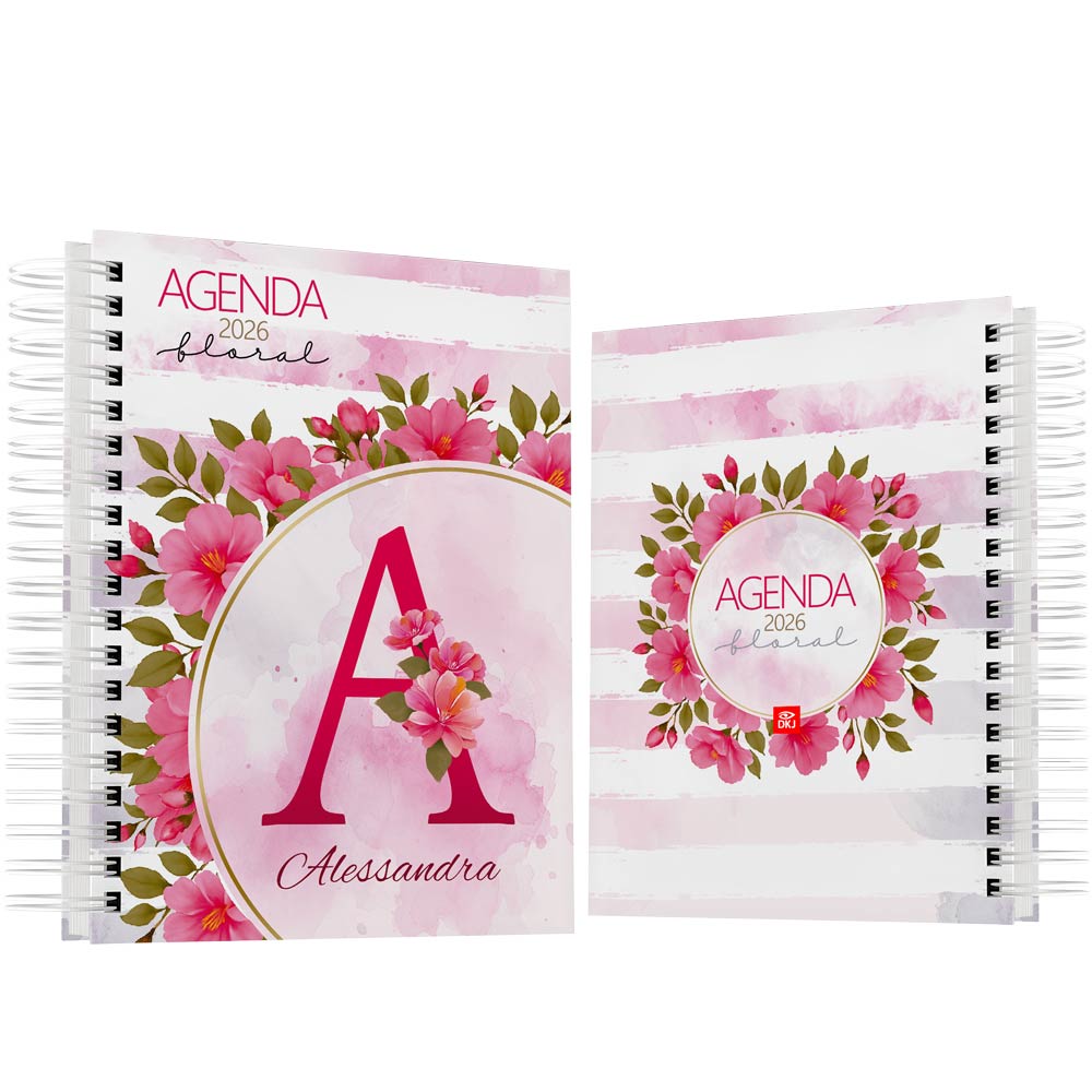 Agenda 2026 floral personalizada com nome - modelo 04