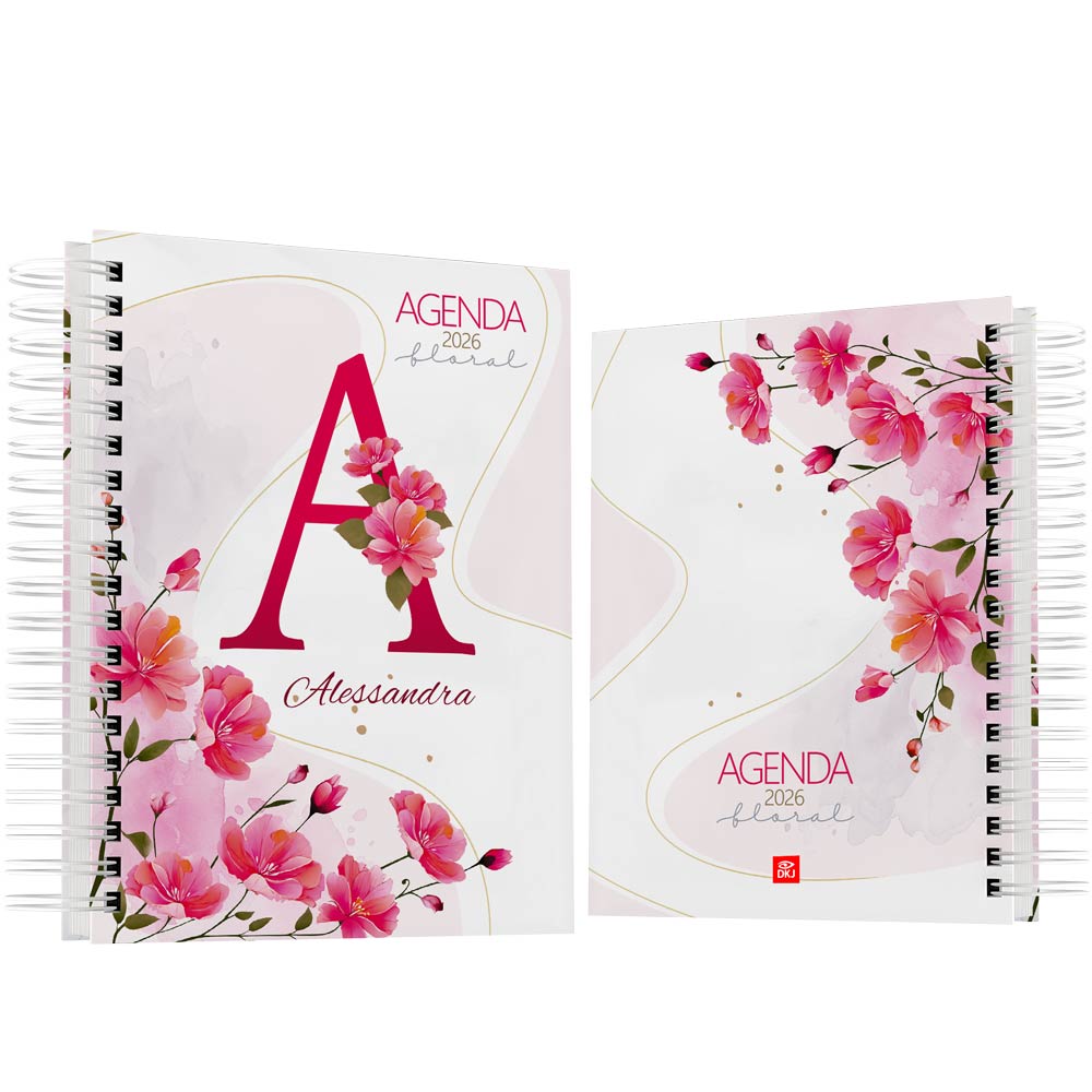 Agenda 2026 floral personalizada com nome - modelo 02