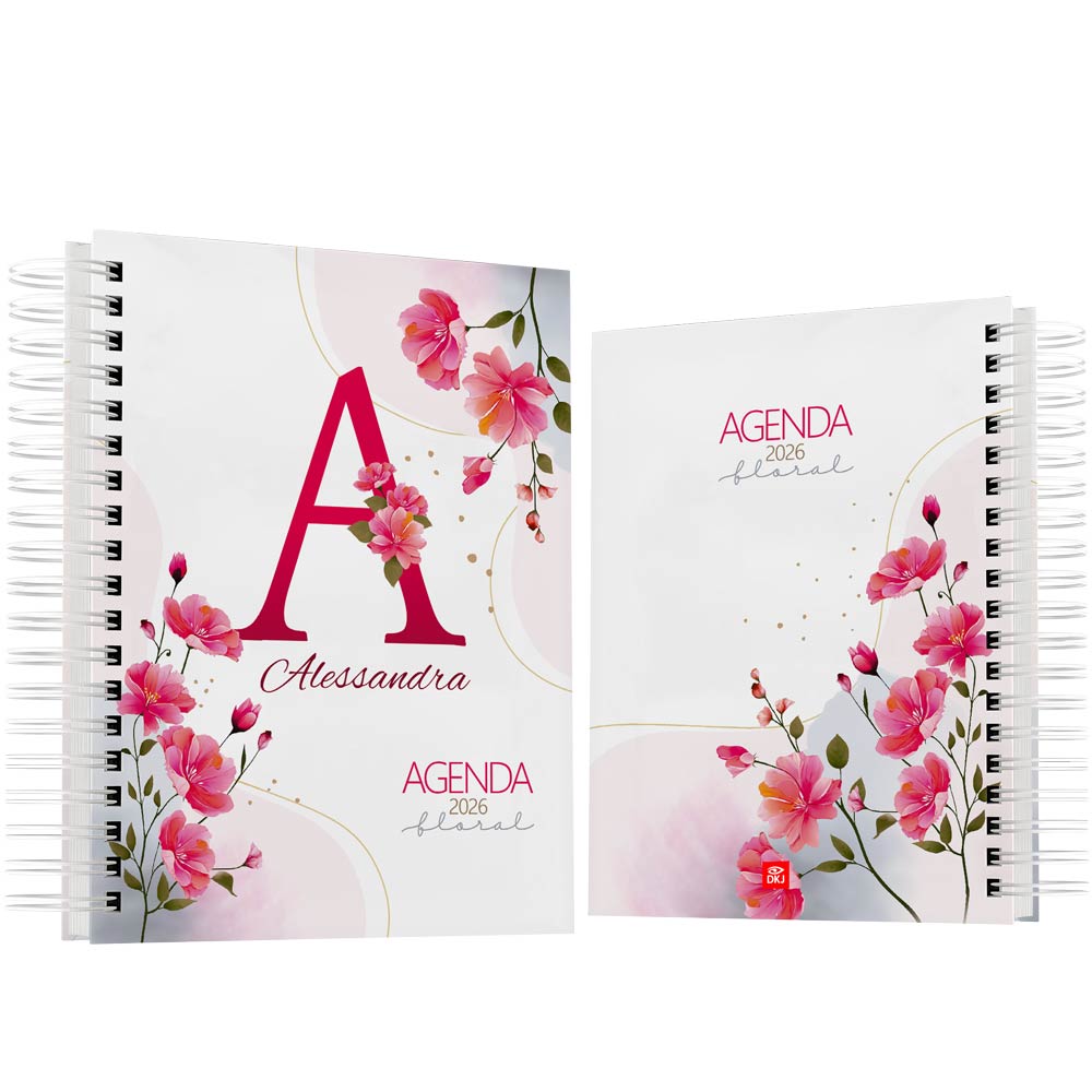Agenda 2026 floral personalizada com nome - modelo 01