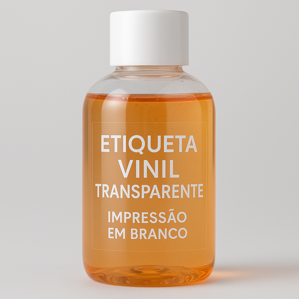 ETIQUETA ADESIVA VINIL TRANSPARENTE COM TINTA BRANCA