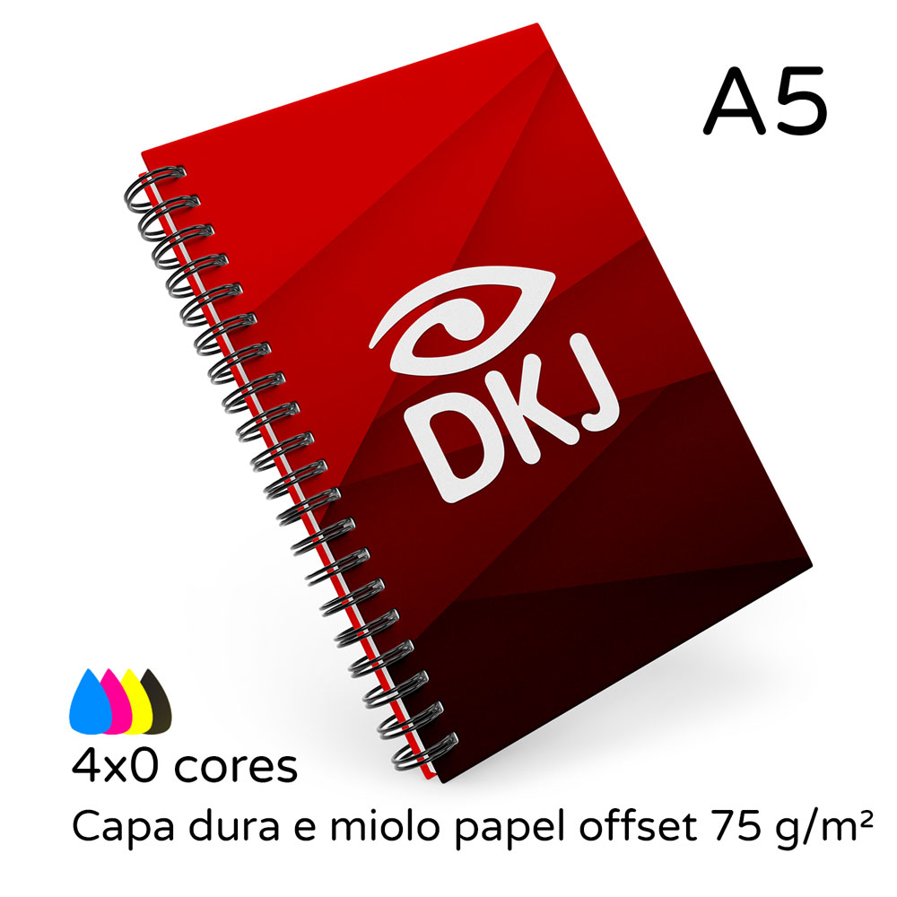 Caderno empresarial personalizado A5 capa dura e wire-o