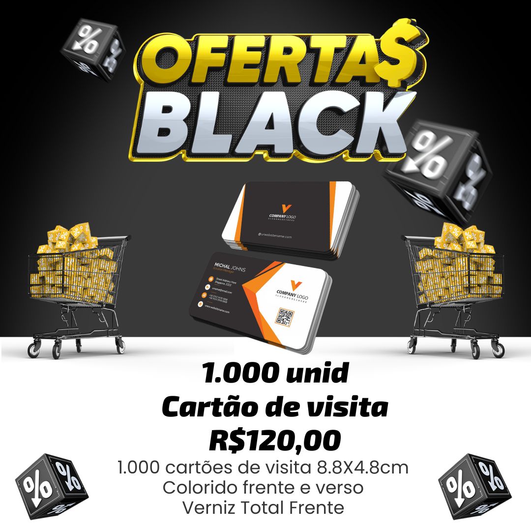 Black friday Cartão de Visita Verniz Total Frente 250g