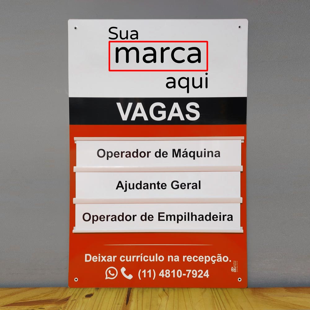 Placa admite-se vagas em aberto 40x60 cm com 3 cargos