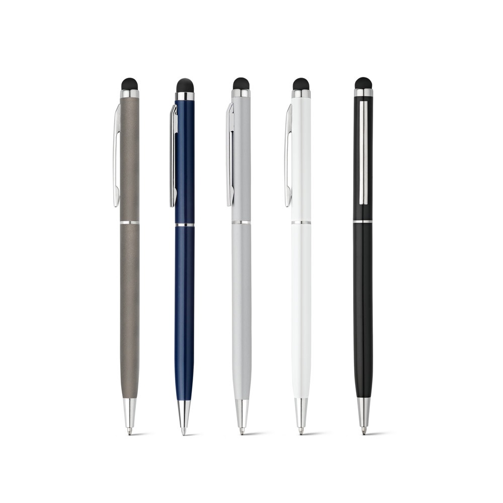 91624 Caneta esferográfica em alumínio com escrita em azul