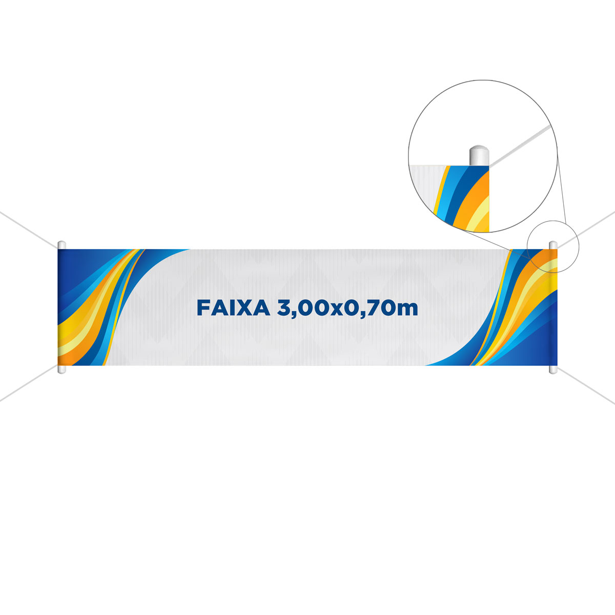 Faixa em lona 3,00x0,70m