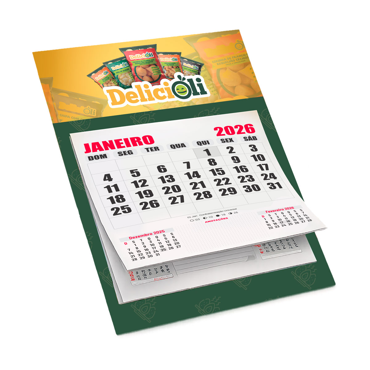 Calendário de parede com bloco