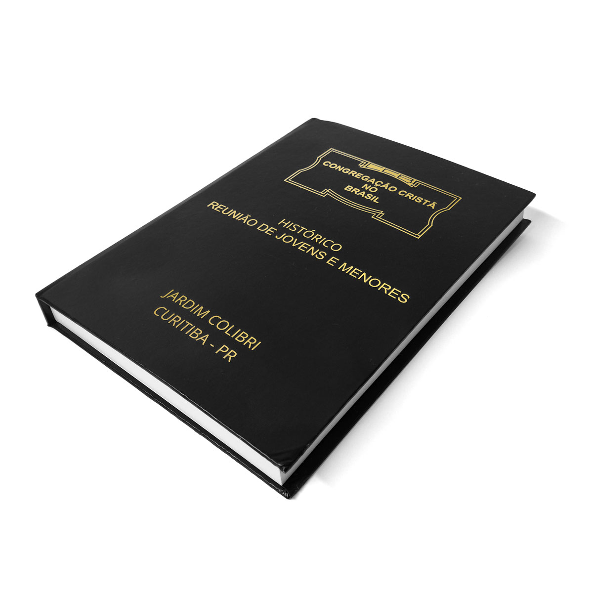 Encadernação Capa Dura Preta com gravação em dourado