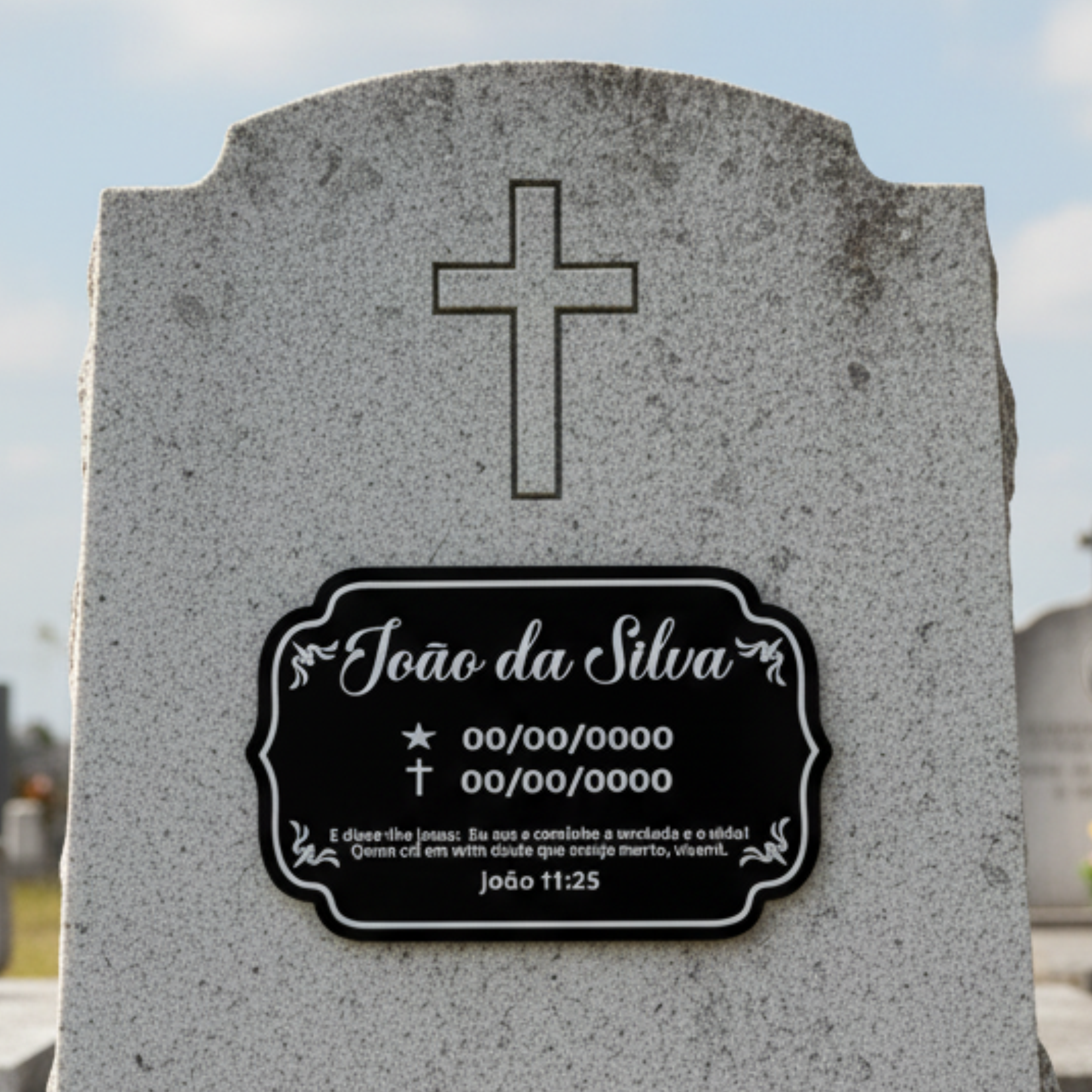 Placa Lápide Personalizada com Gravação a Laser 25x16cm