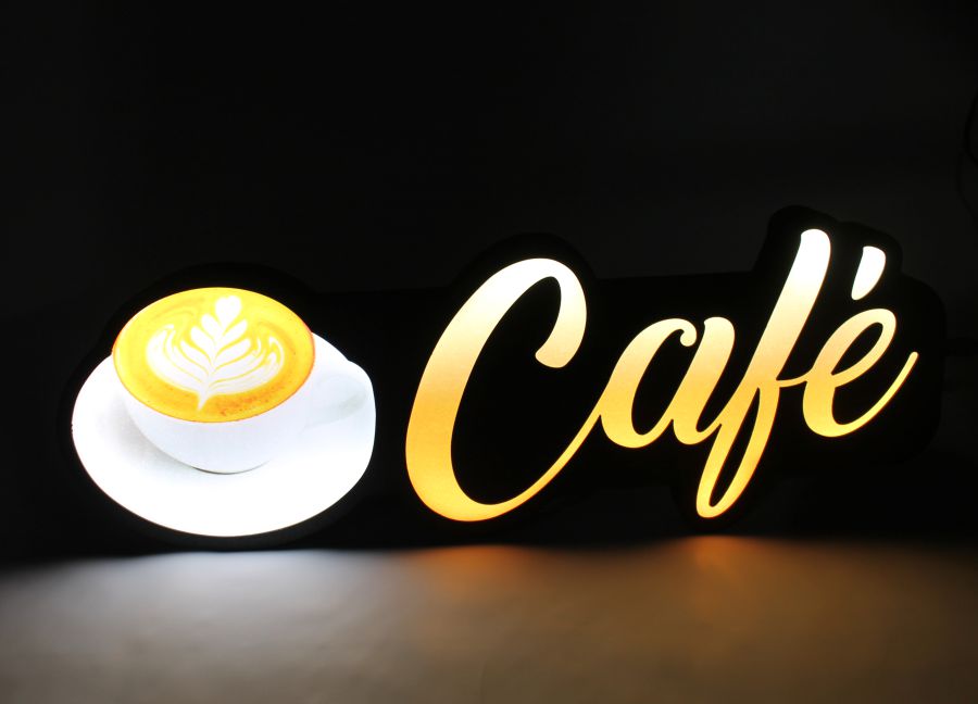 Luminoso Led Café Decoração Cafeteria Placa Letreiro Iluminado
