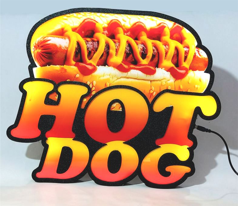 Luminoso Led Hot dog Decoração Cachorro quente Placa Letreiro Iluminado