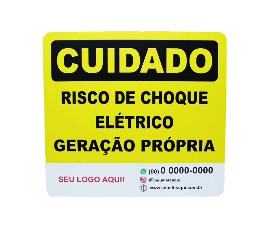 Placa Cuidado Risco De Choque Elétrico Geração Própria 25x23 Pvc 3mm unitário