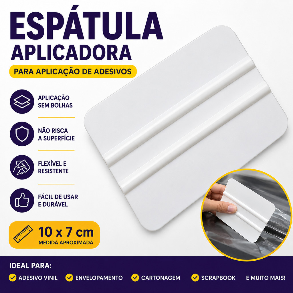 Espátula para Aplicar Adesivo Vinil Envelopamento Cartonagem Scrapbook Sem Bolhas 10x7cm