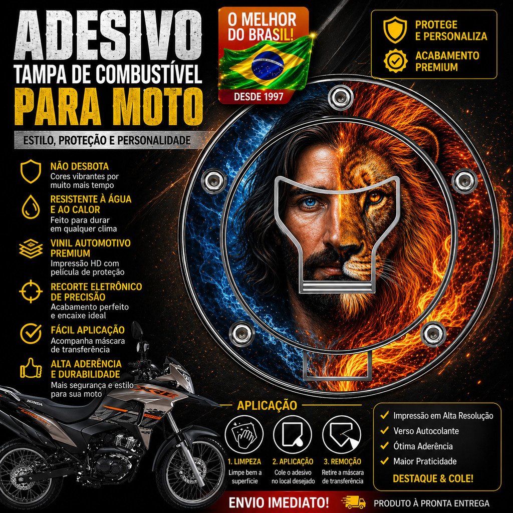 Adesivo Tampa Combustível Moto Vinil Premium Não Desbota CG Titan Fan Start Cargo Bros Twister XRE
