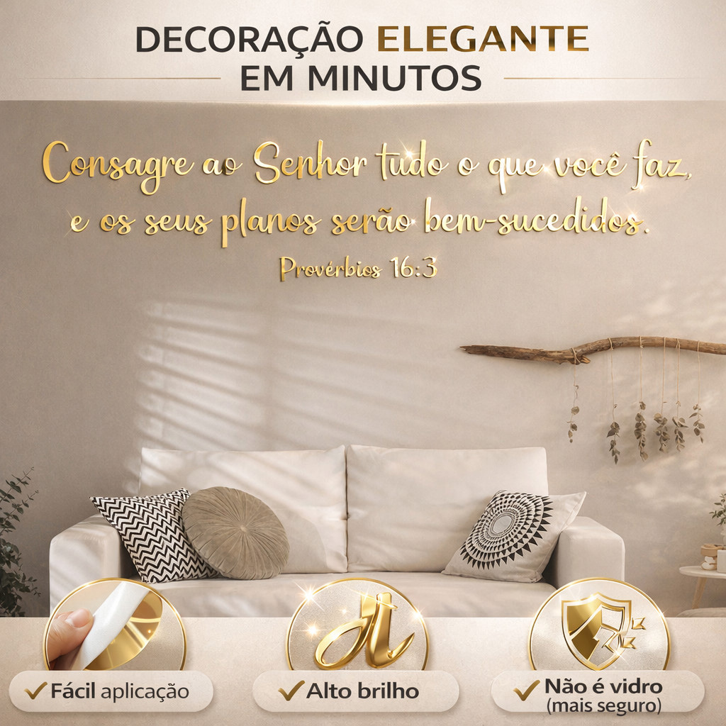 Frases Decorativas Acrílico Espelhado 2mm Letras Parede Alto Brilho Fácil Aplicação Com Fita Dupla Face