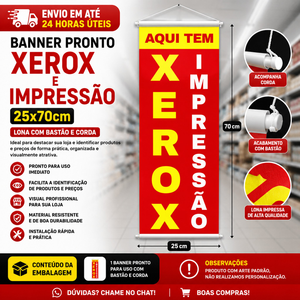 Faixa De Xerox Impressão Para Papelaria Banner Comprido 1un