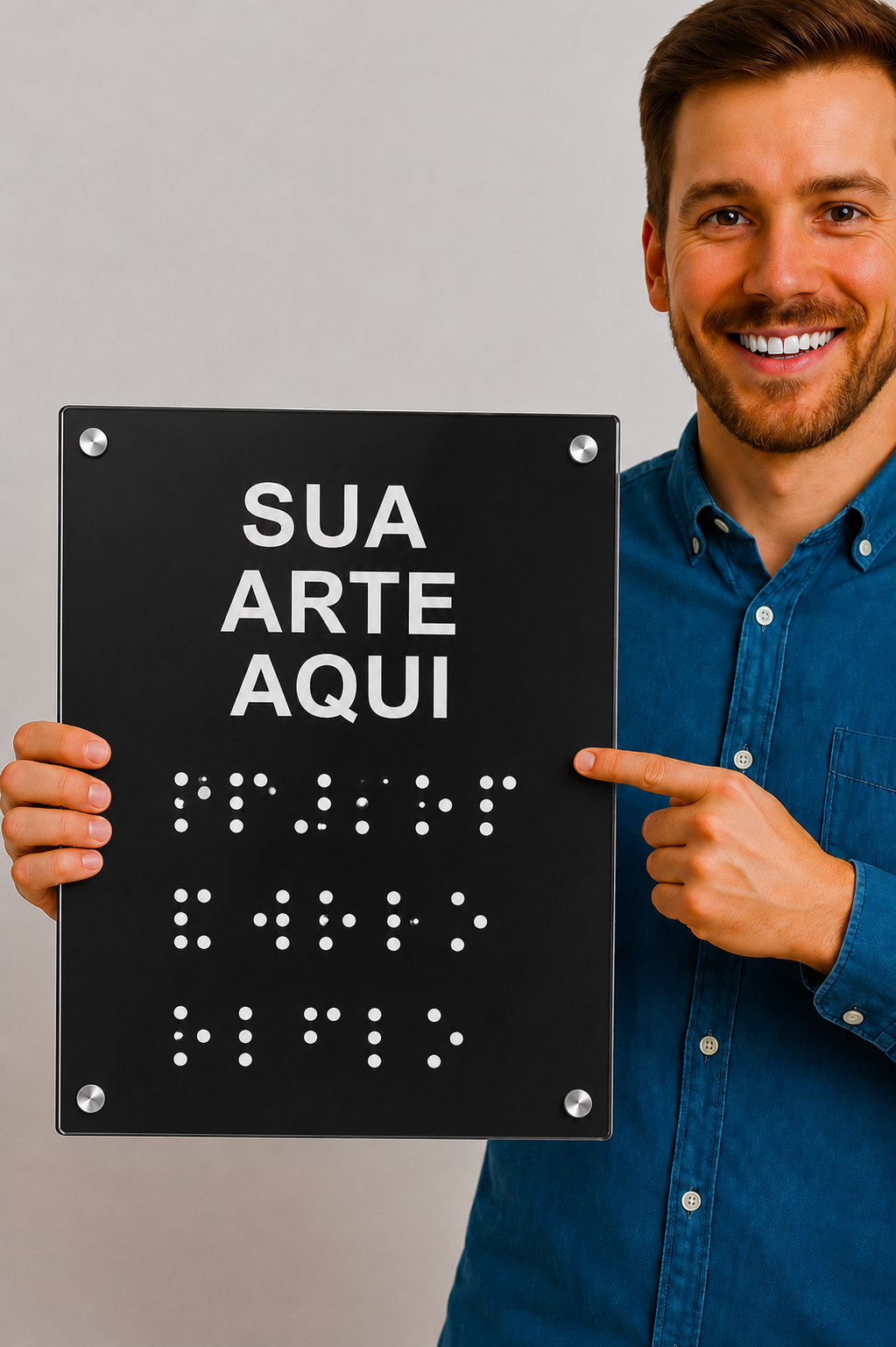 Placa em PETG com Braille Personalizada | Comunicação Acessível e Inclusiva