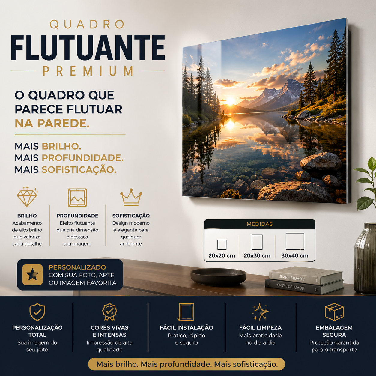 QuadroFlutuante Personalizado | Cristal