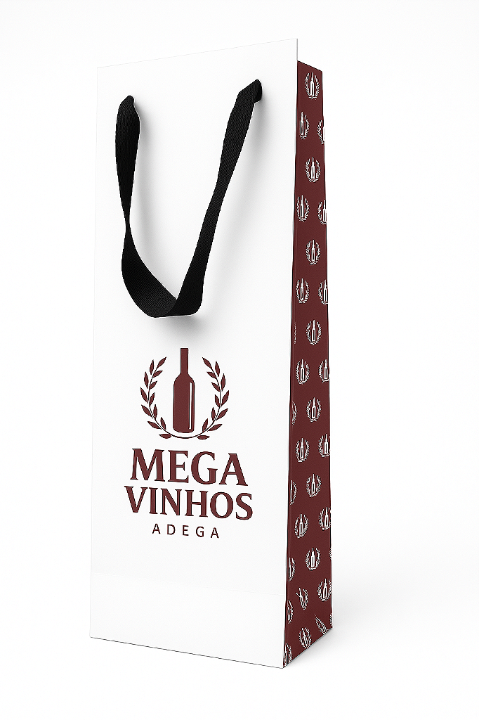 Sacola Personalizada Vinho / Garrafas 11,5x8x39cm Papel 180g  Impressão Colorida
