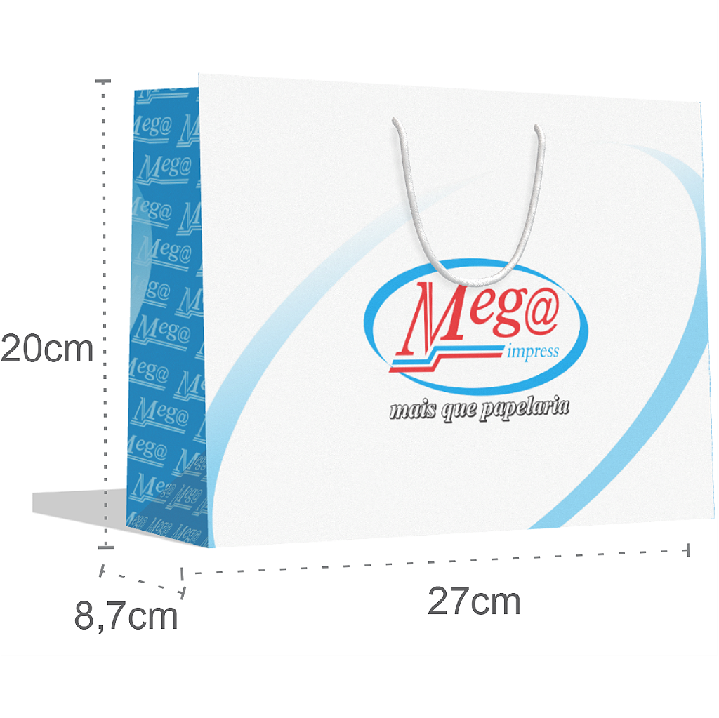Sacola Personalizada 27x20x8,7 cm Papel 180g Impressão Colorida