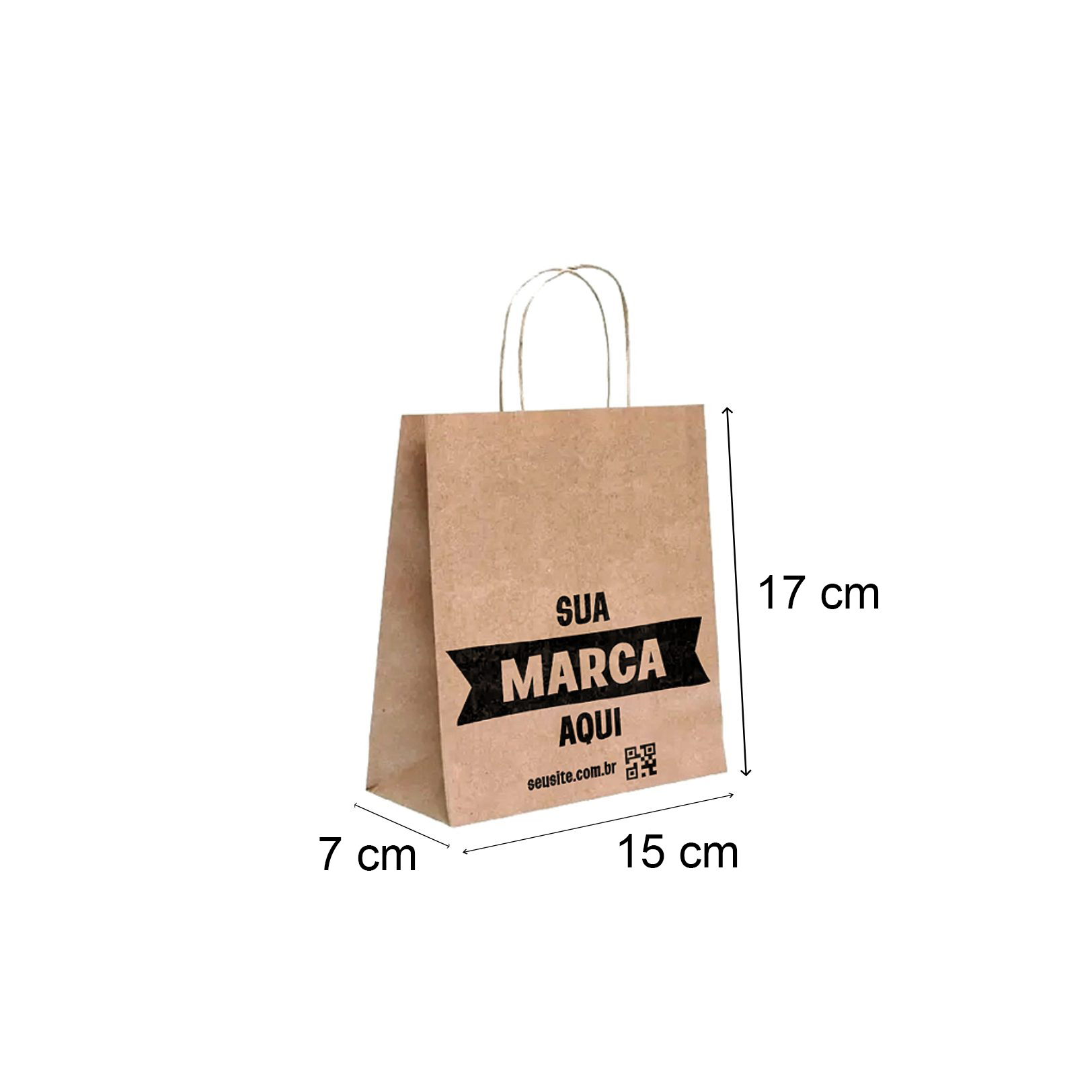 Sacola Personalizada Kraft 17X15X7cm Micro Com sua Logo