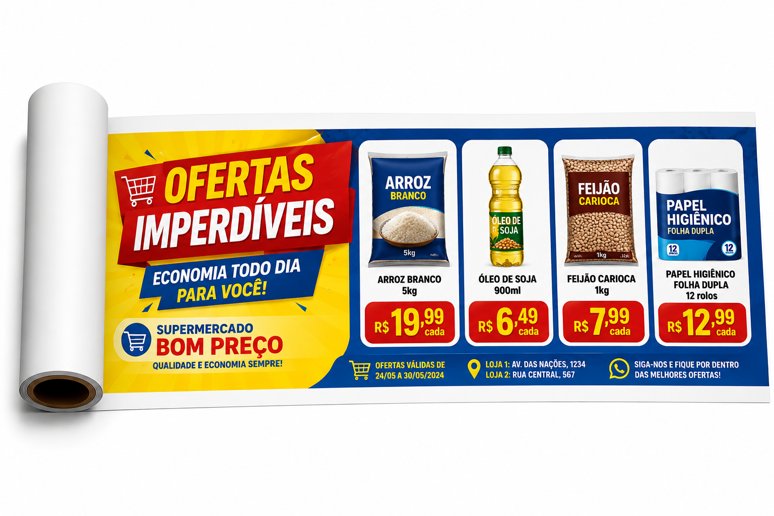 Impressão Colorida em Papel por Metro Linear 60cm Largura 90g