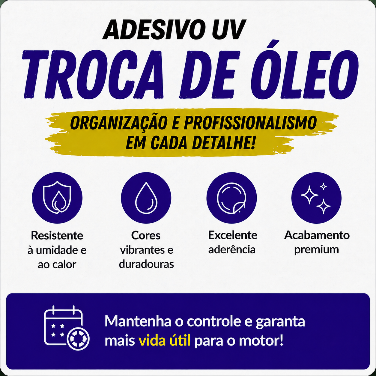 Adesivo Troca de Óleo ou Quilometragem