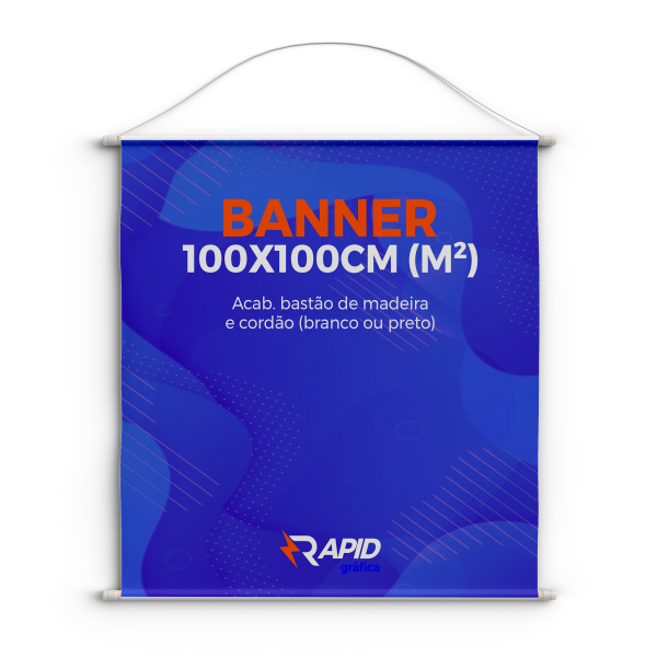 Banner por em Lona 380g com Madeira e Cordão M²
