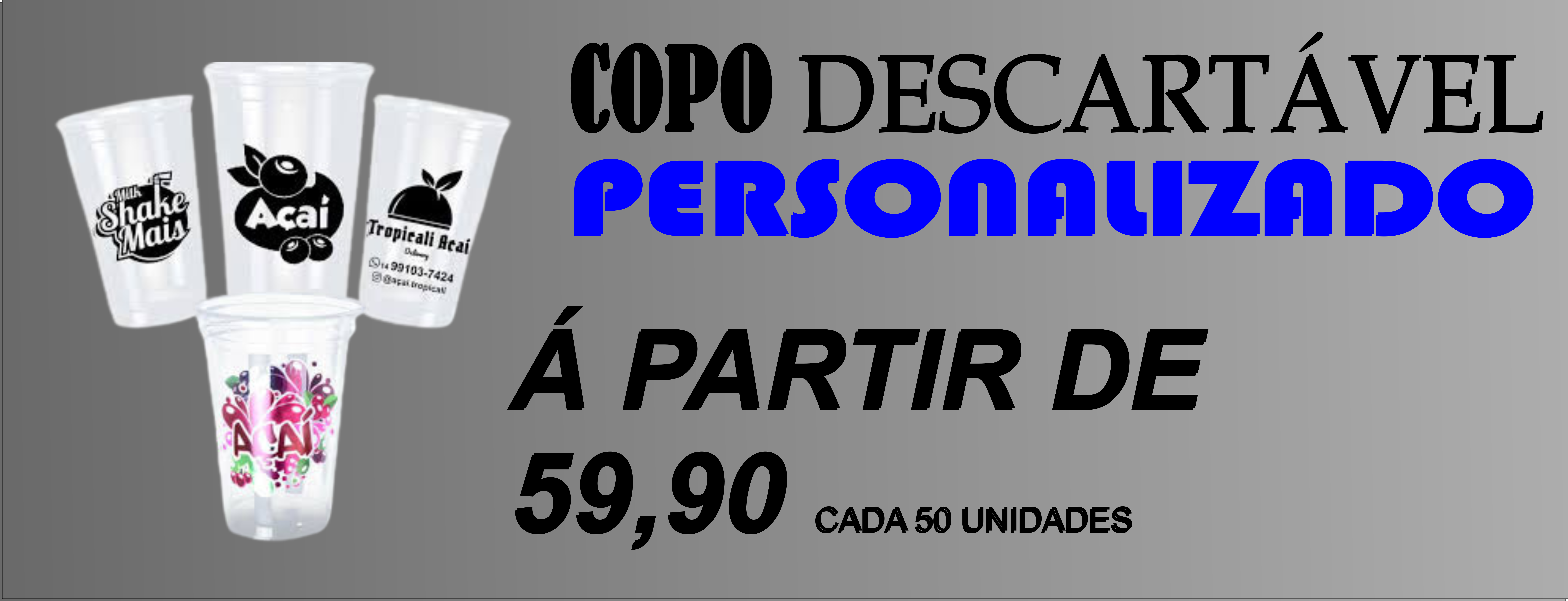 50 Copo descartável personalizado