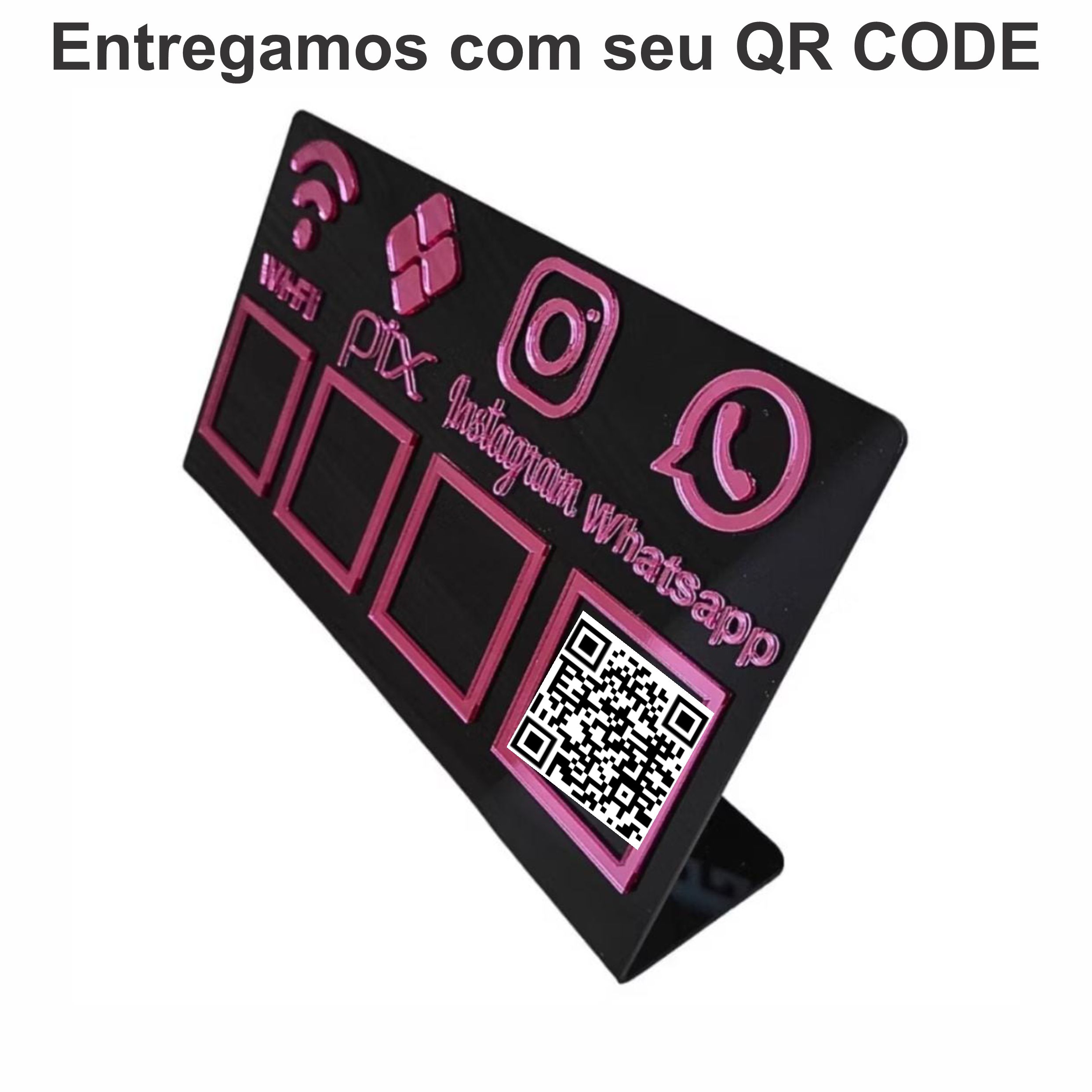 Placa QR Code | WI-FI - PIX - INSTAGRAM - WHATSAPP