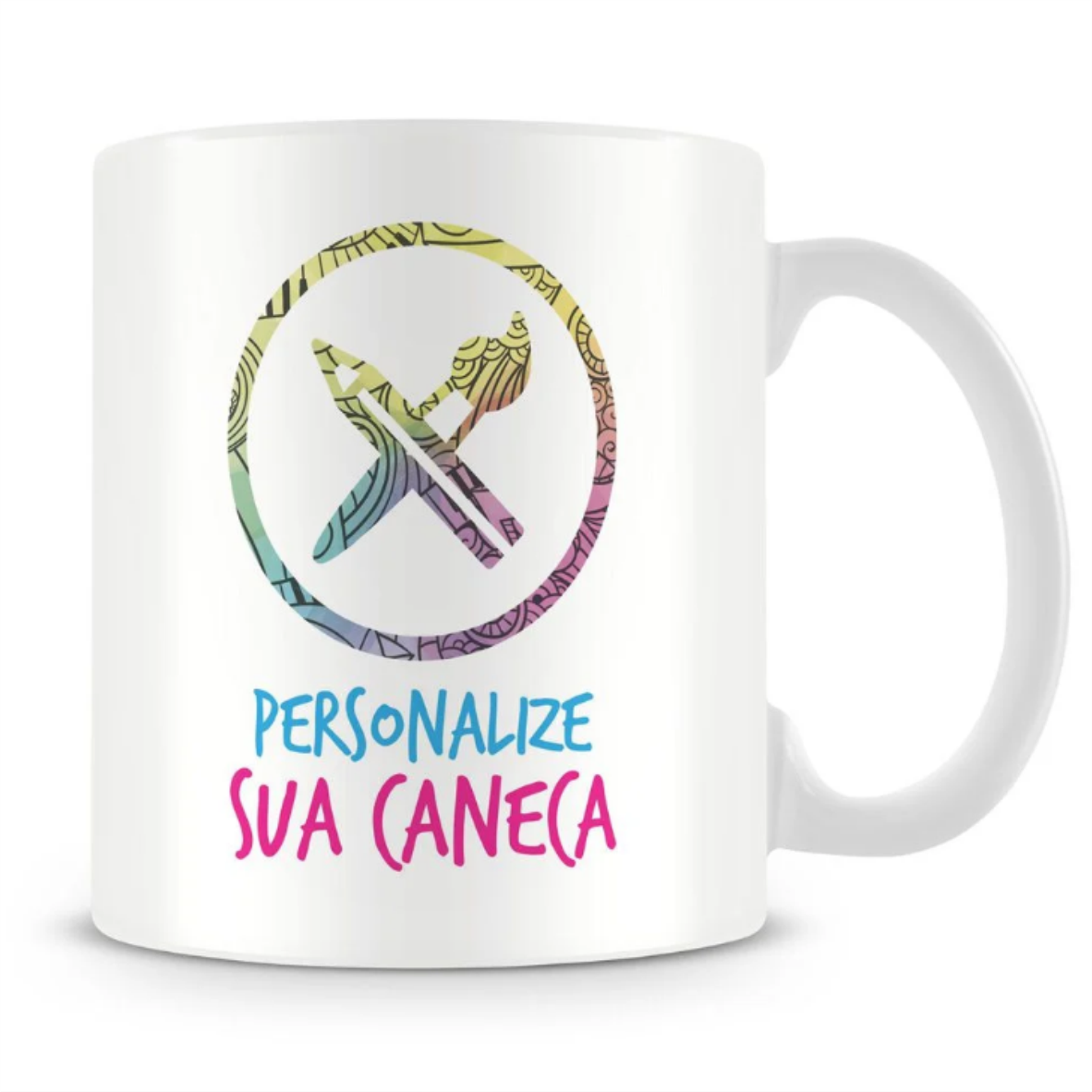 Caneca Personalizada Alça e Interior Branco