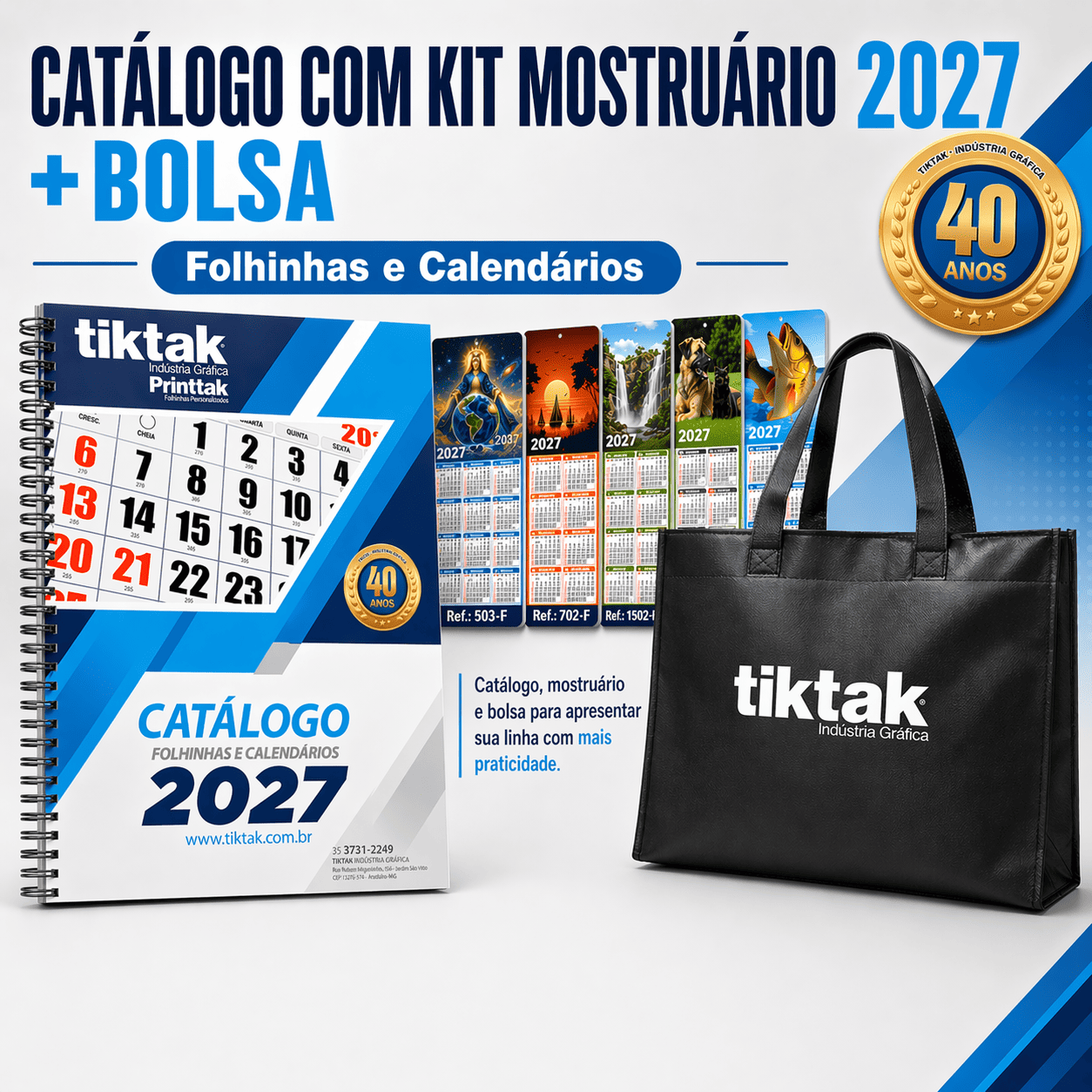 Catálogo com Kit Mostruário 2027 + Bolsa