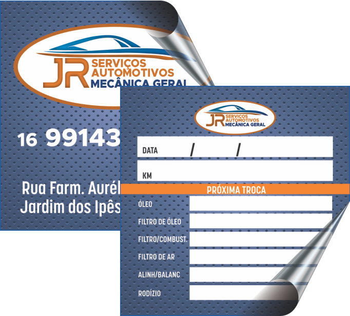 ETIQUETA TROCA DE ÓLEO RETROVERSO CARRO