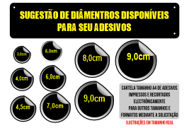 SUGESTÃO DE DIÂMETROS PARA SEUS ADESIVOS PREFERIDOS