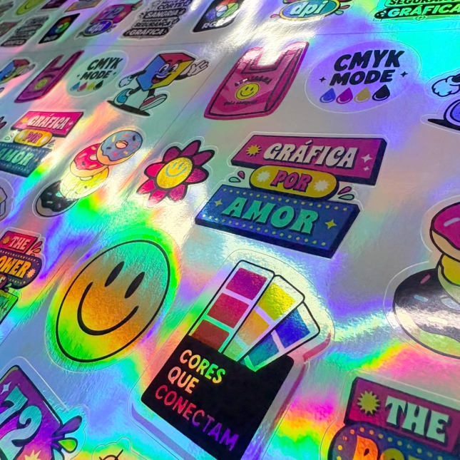 Adesivos, Rótulos e Etiquetas Brilho Holográfico Frutacor