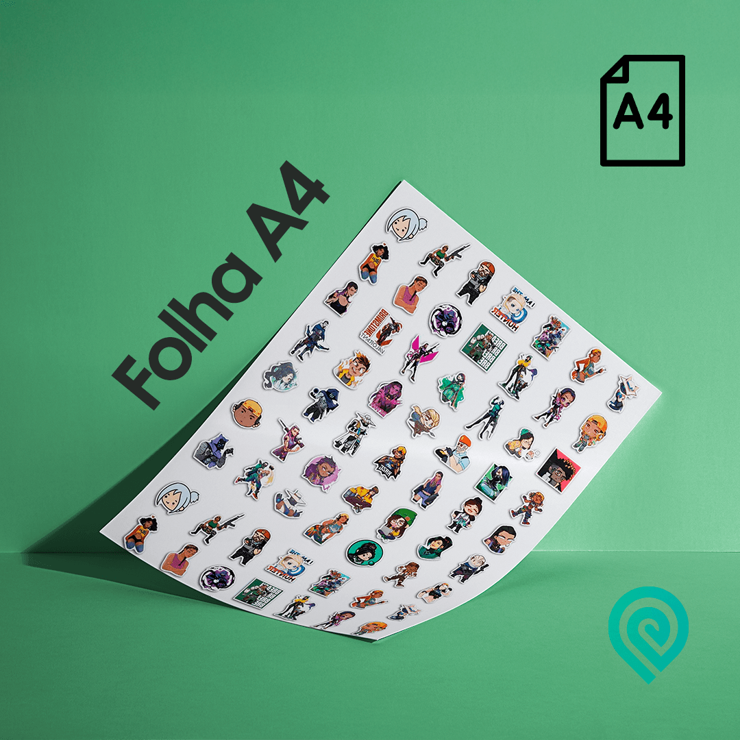 Cartela de Adesivos Branco com Recorte - A4