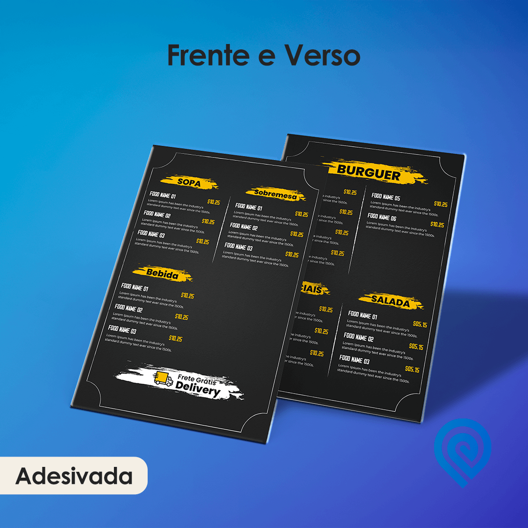 PLACA DE PS ADESIVADA - FRENTE E VERSO