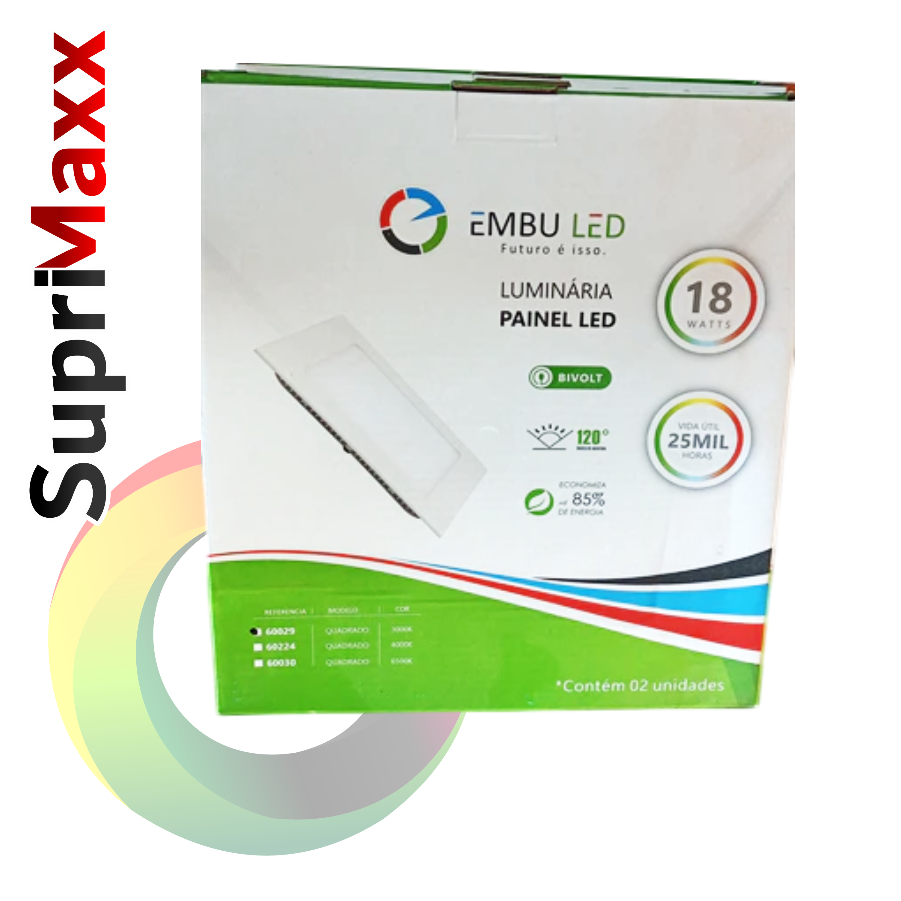 Painel Led 18w Quadrado 6500K Embuled
